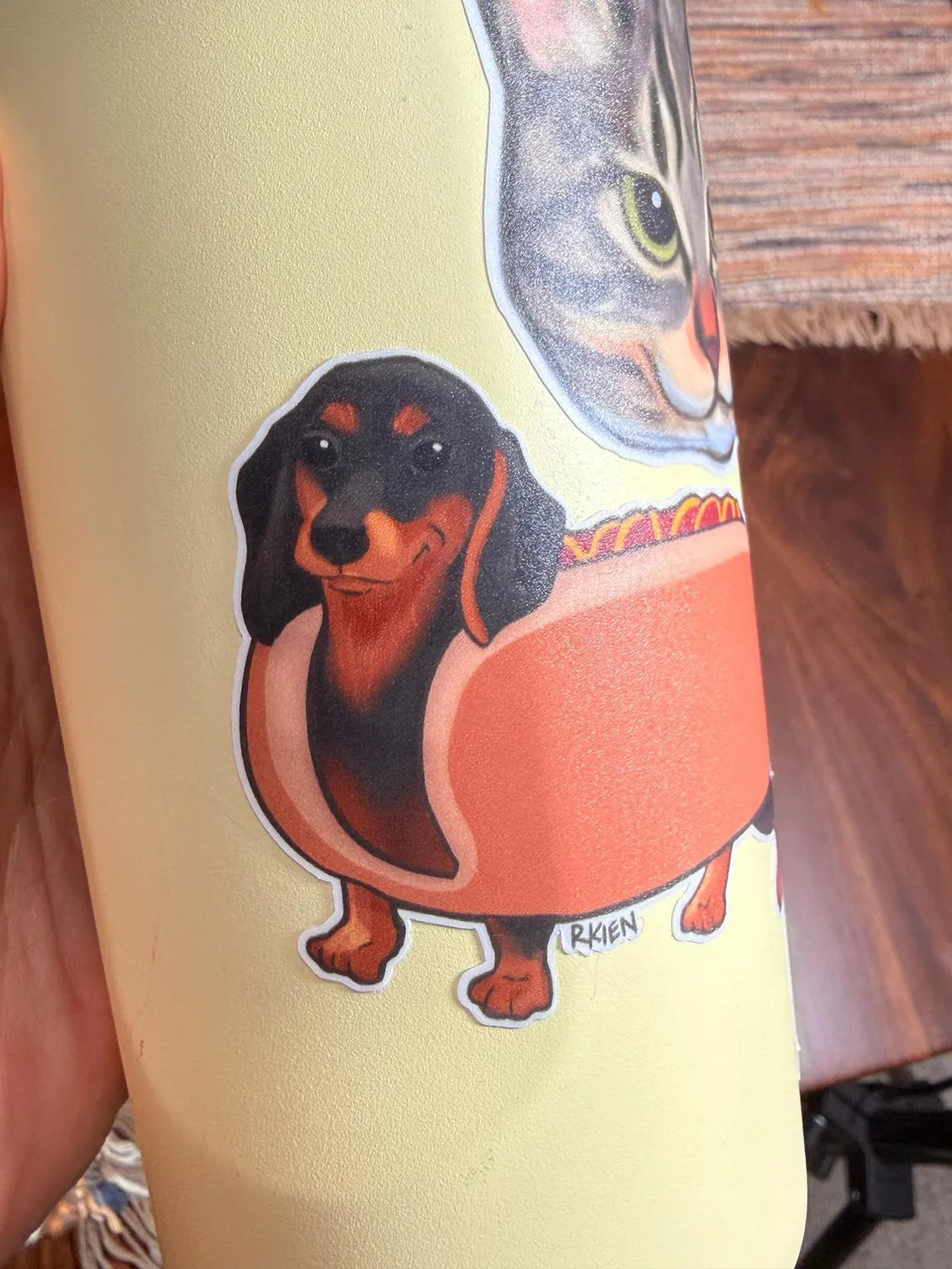 Dachshund Hot Dog Sticker | Sausage Dog Vinyl Decal