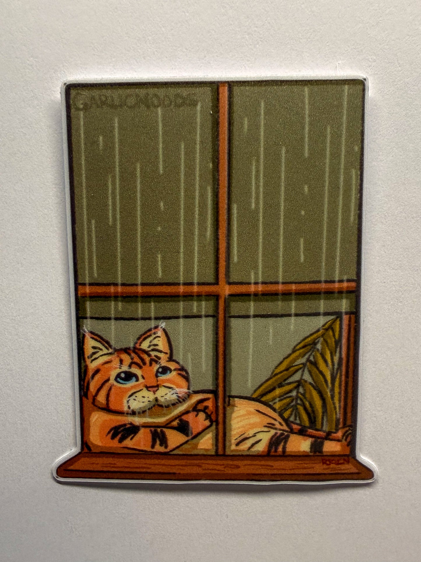Rainy Day Window Cat Sticker | Local Cats Club Vinyl Decal