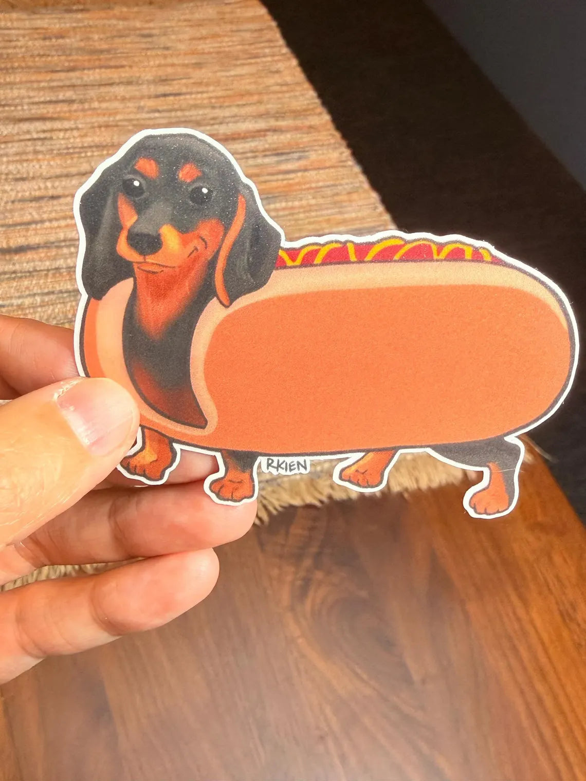 Dachshund Hot Dog Sticker | Sausage Dog Vinyl Decal