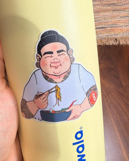 Sumo Slurp Club Sticker | Cute Hipster Sumo Ramen Vinyl Decal