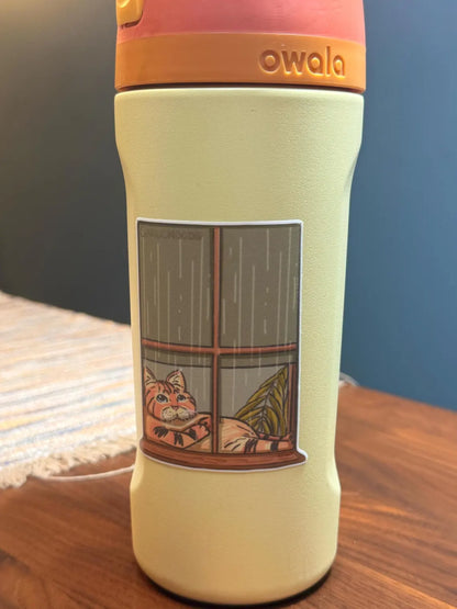 Rainy Day Window Cat Sticker | Local Cats Club Vinyl Decal
