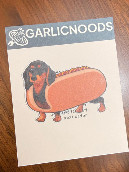 Dachshund Hot Dog Sticker | Sausage Dog Vinyl Decal
