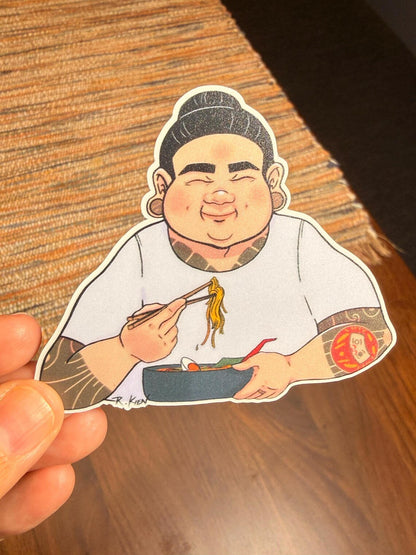 Sumo Slurp Club Sticker | Cute Hipster Sumo Ramen Vinyl Decal